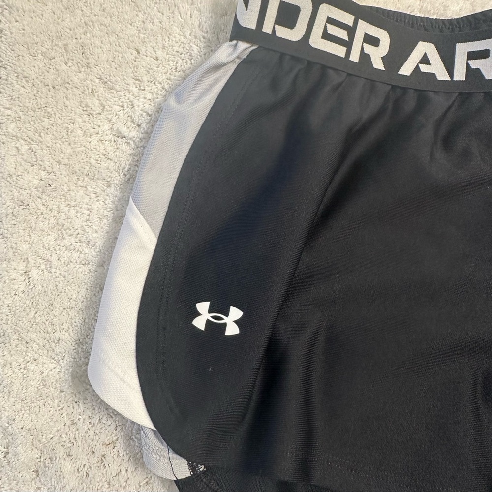 Under Armour Play Up Side Stripe Athletic Shorts Black Small - Picture 4 of 7